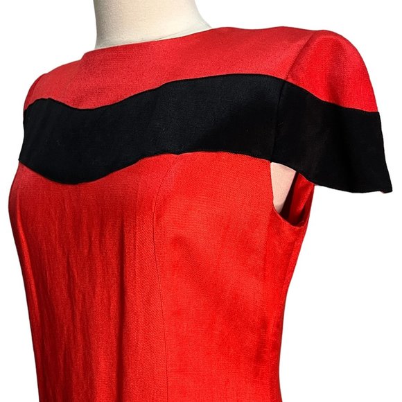 Vintage red and black midi dress - Picture 6 of 7